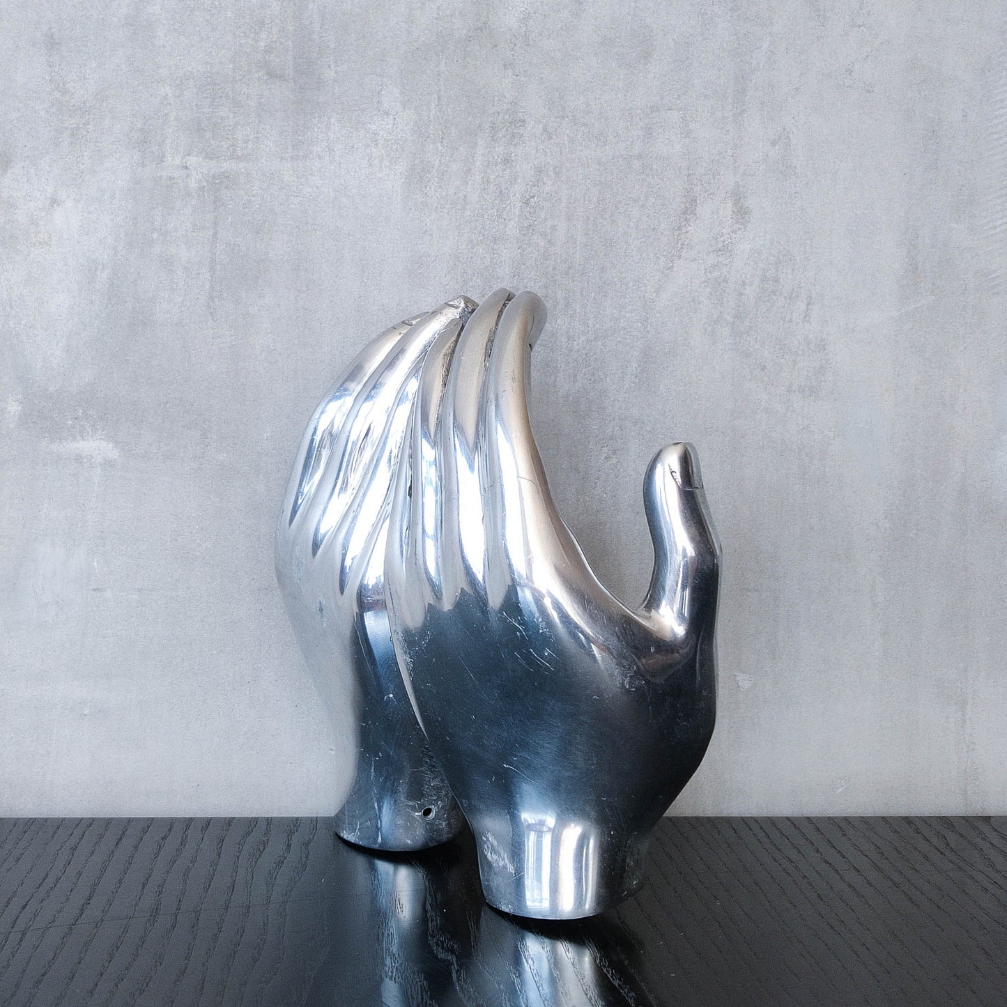 Vintage cast aluminium sculptural open hands catchall dish