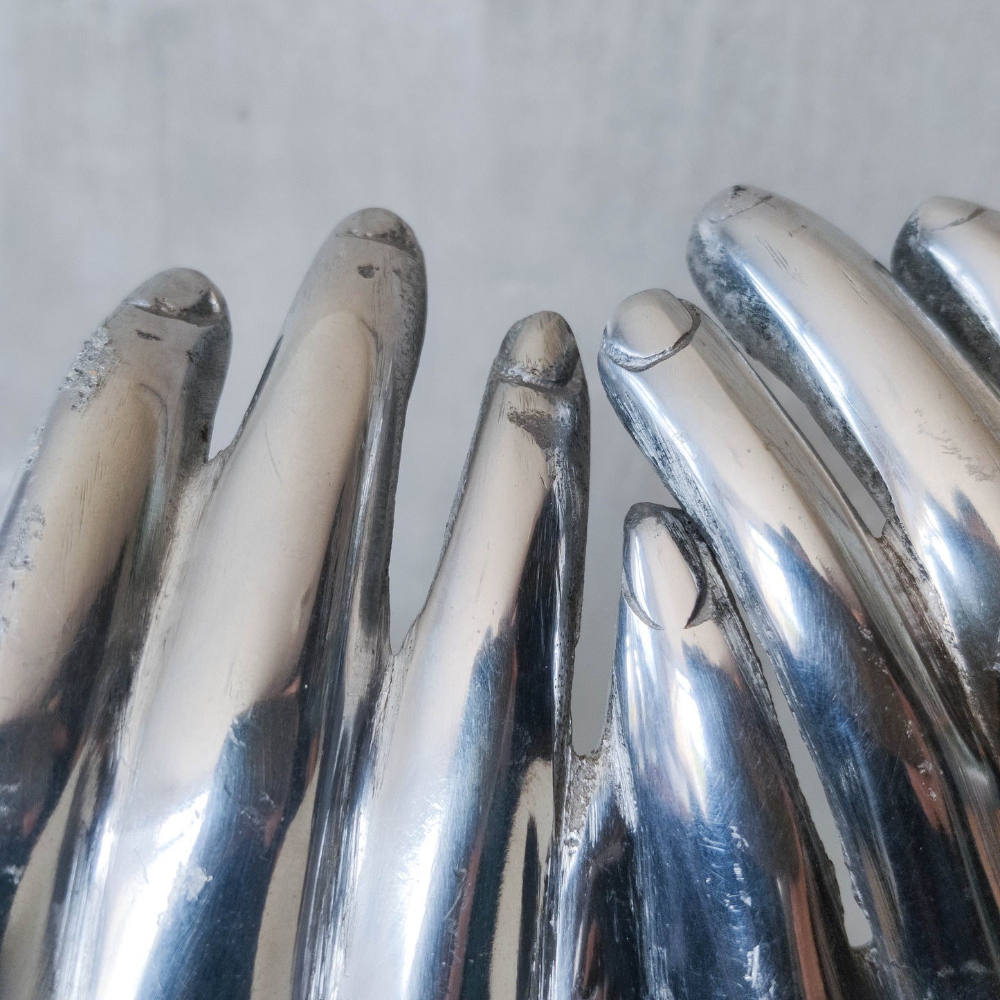 Vintage cast aluminium sculptural open hands catchall dish