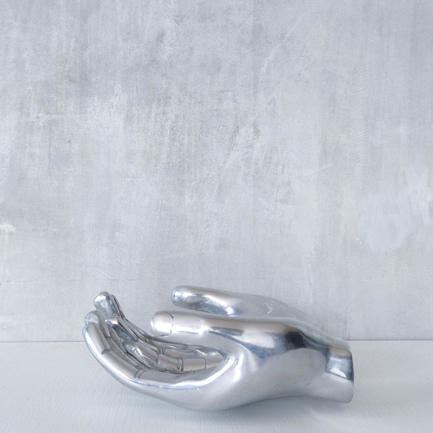 Vintage cast aluminium sculptural open hands catchall dish