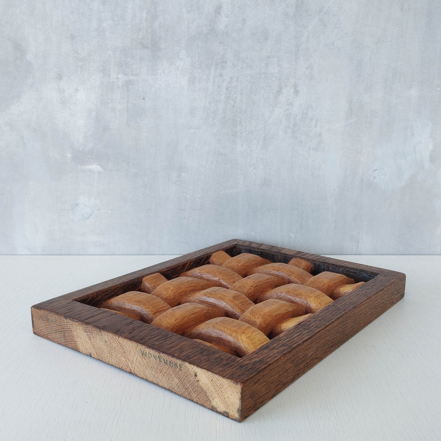 A carved sculptural oak lattice panel wall relief Mouseman studio apprentice piece