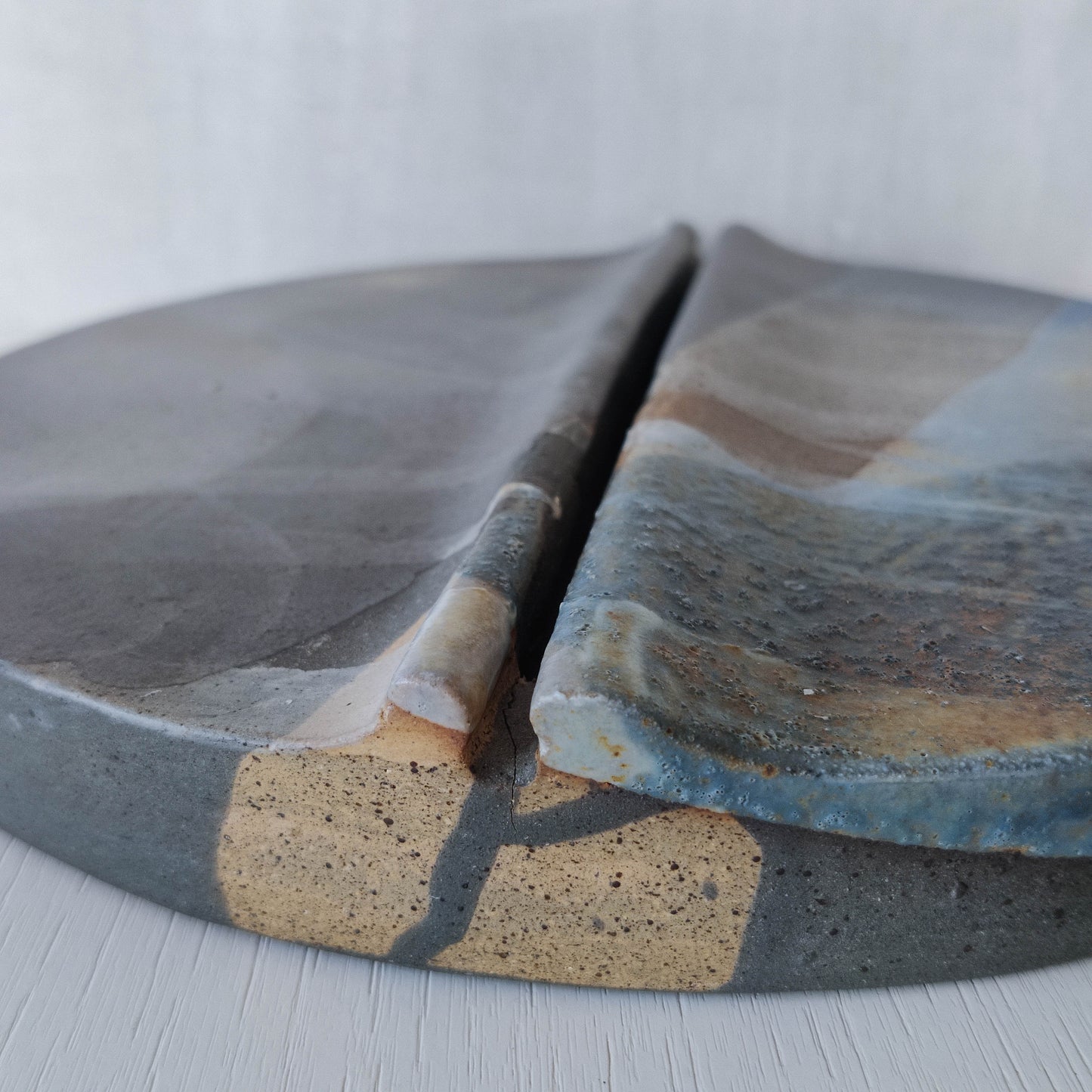 Frank Pottinger Scottish sculptor glazed ceramic stoneware abstract wall relief sculpture