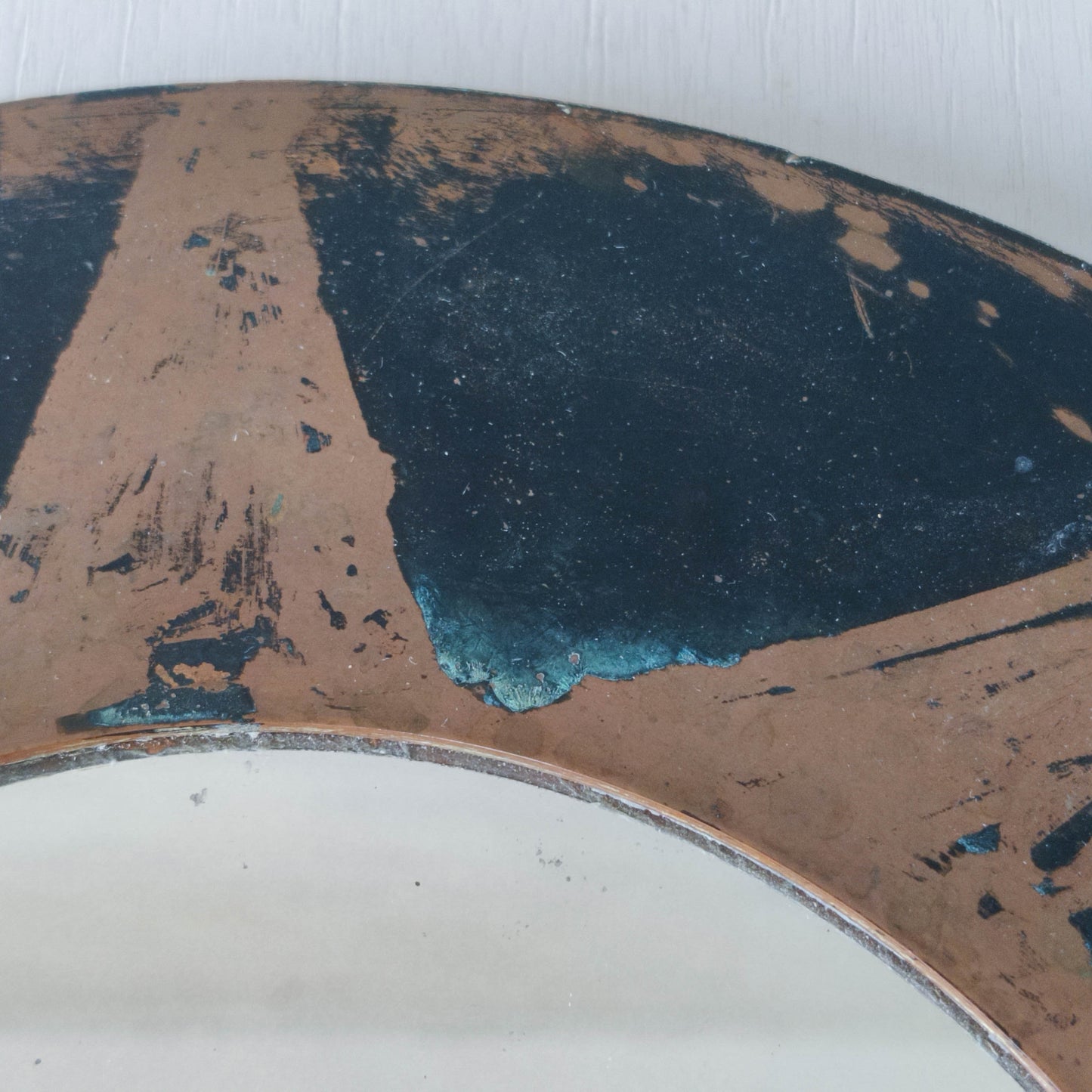 Vintage handmade copper mirror with etched painterly star