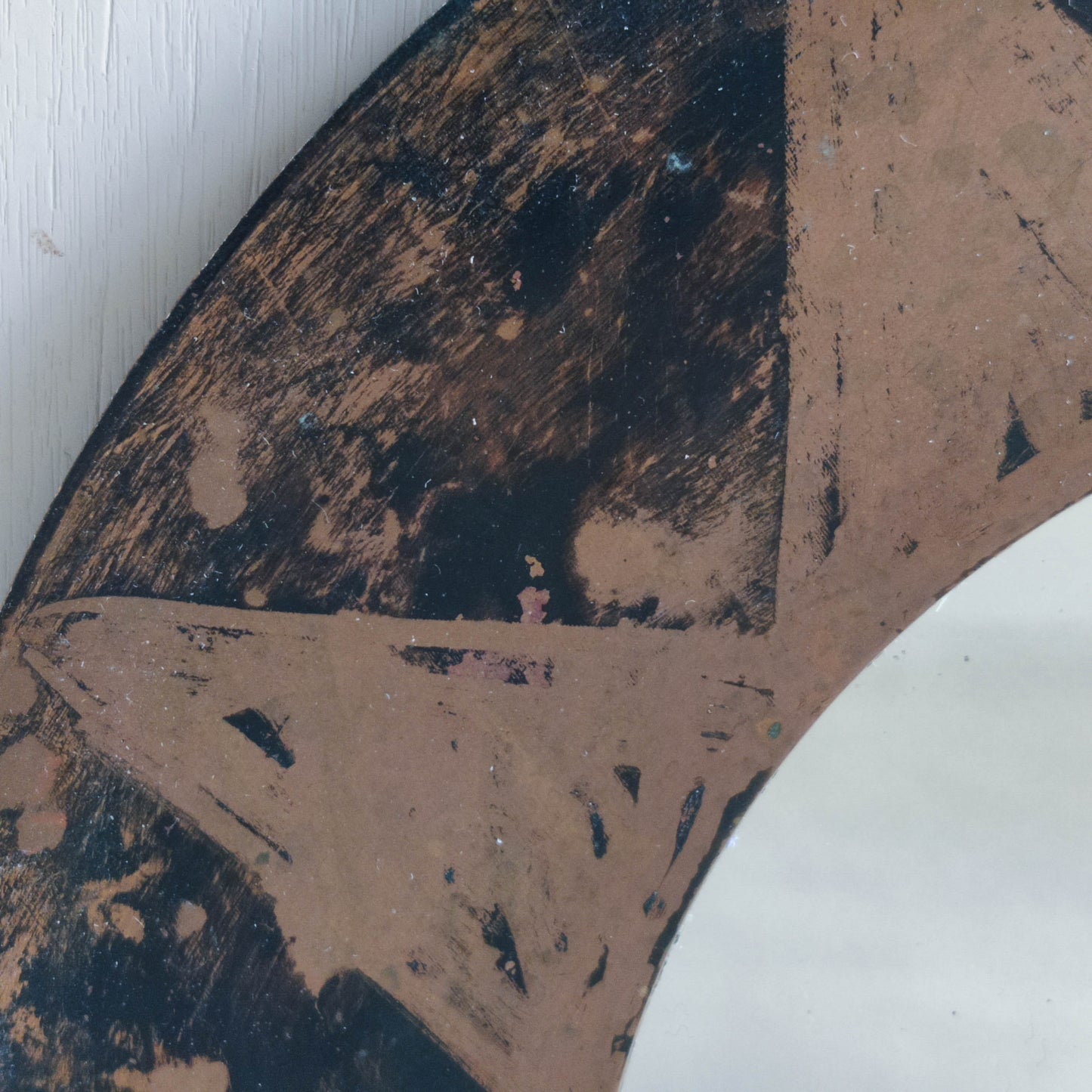 Vintage handmade copper mirror with etched painterly star