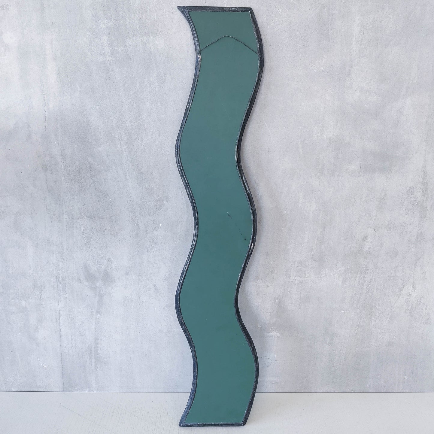 Vintage tall metalwork handmade wavy mirror candle sconce