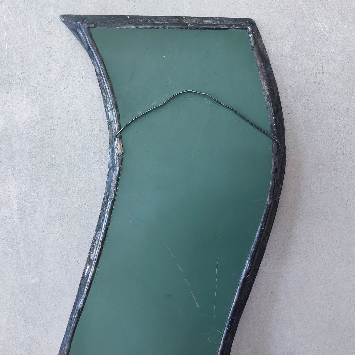 Vintage tall metalwork handmade wavy mirror candle sconce