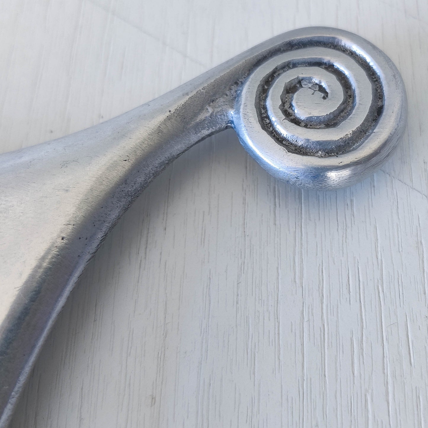 A 1990s cast aluminium photo frame postmodern style with spirals
