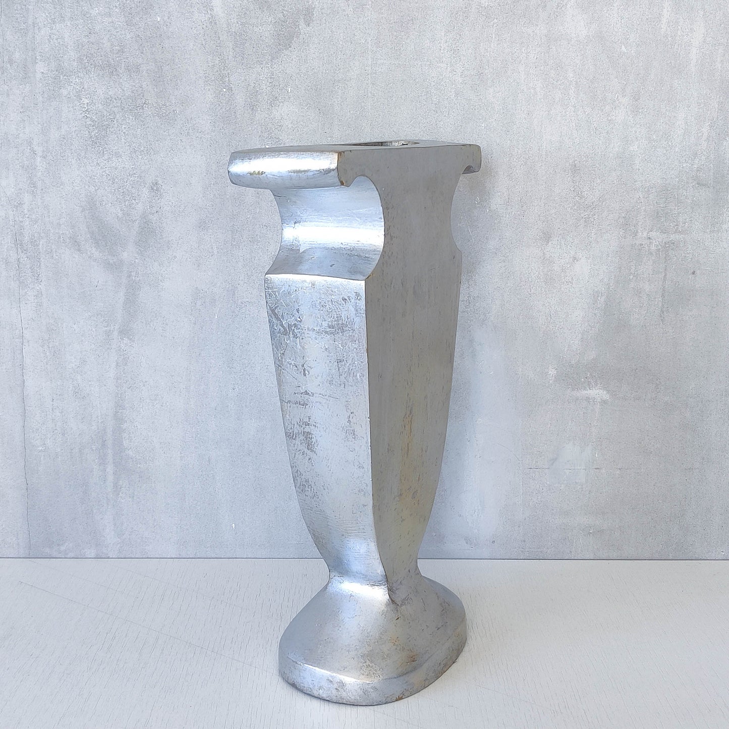 Vintage cast aluminium sculptural urn profile vase