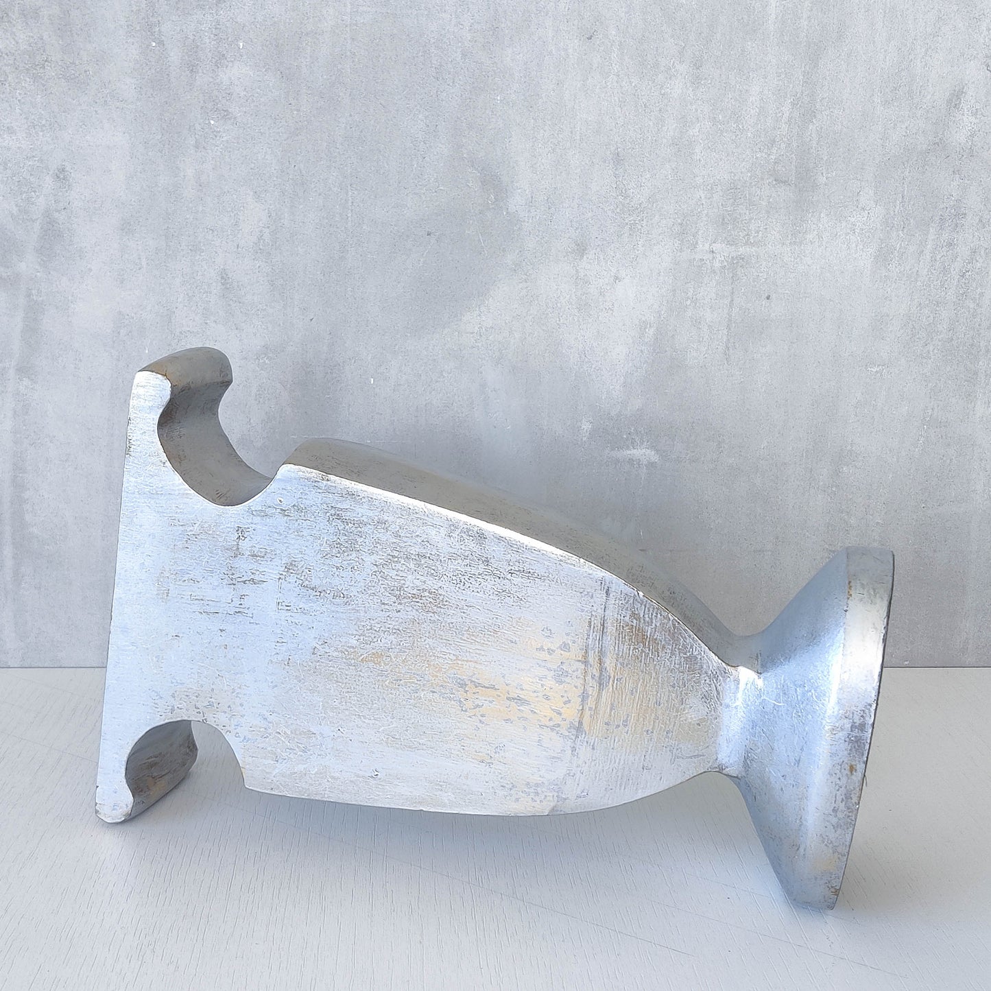 Vintage cast aluminium sculptural urn profile vase