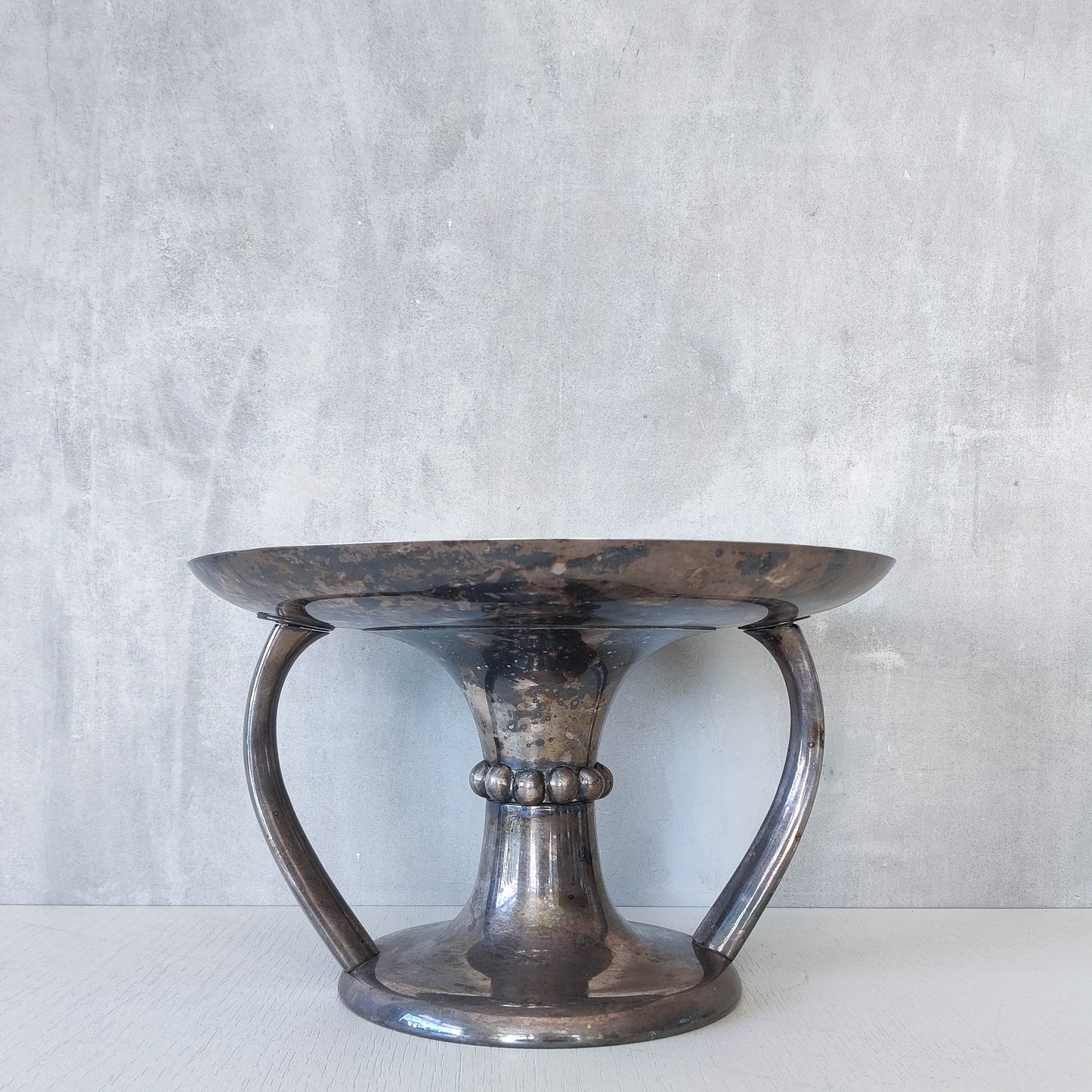Art Deco style silver plated tazza footed centrepiece bowl