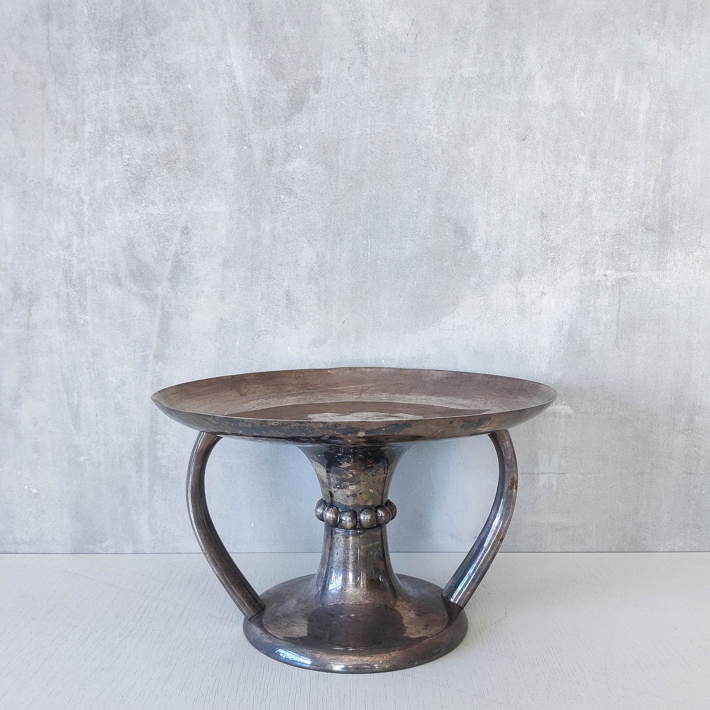 Art Deco style silver plated tazza footed centrepiece bowl