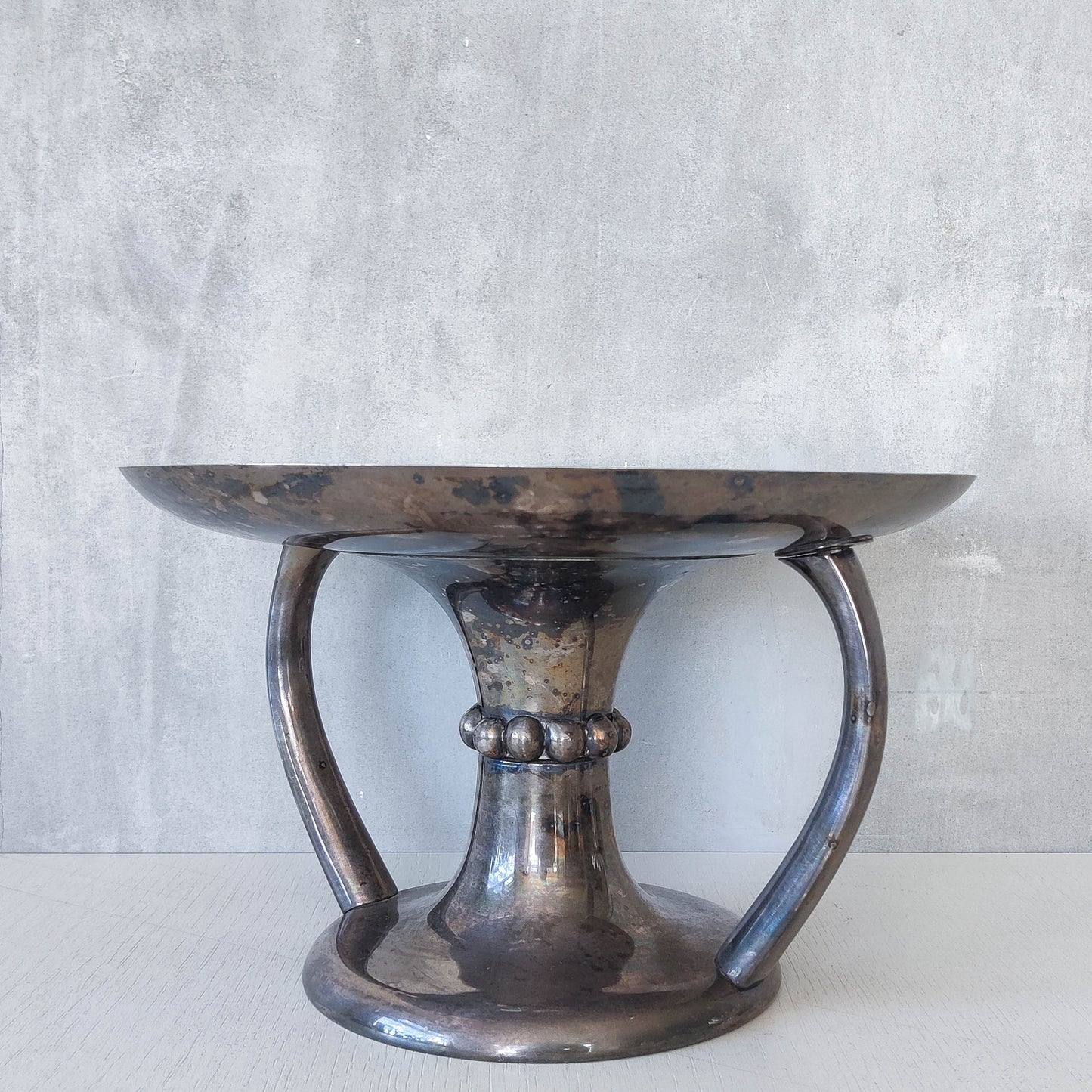 Art Deco style silver plated tazza footed centrepiece bowl