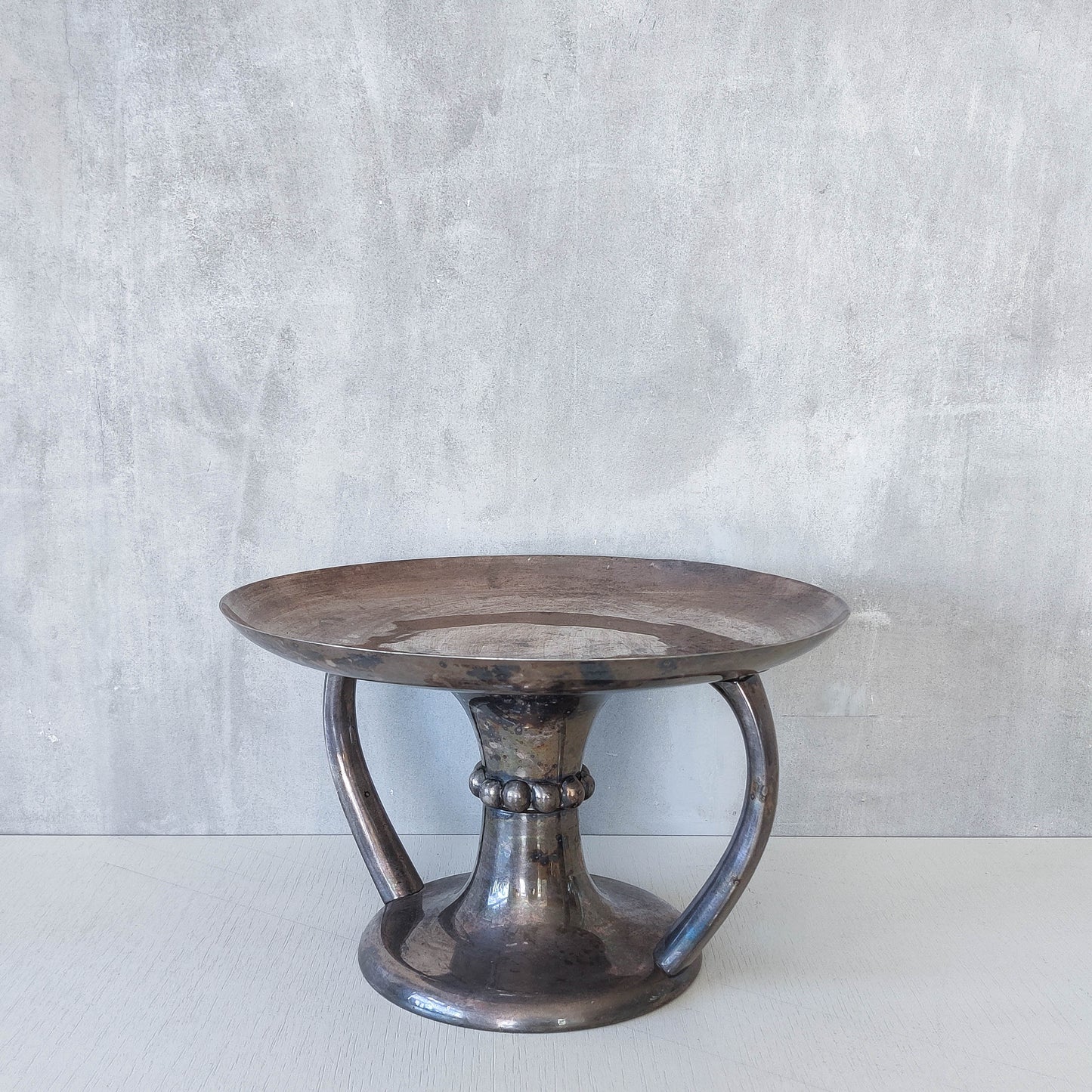 Art Deco style silver plated tazza footed centrepiece bowl