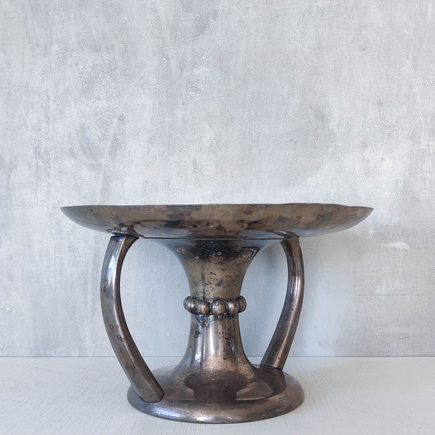 Art Deco style silver plated tazza footed centrepiece bowl