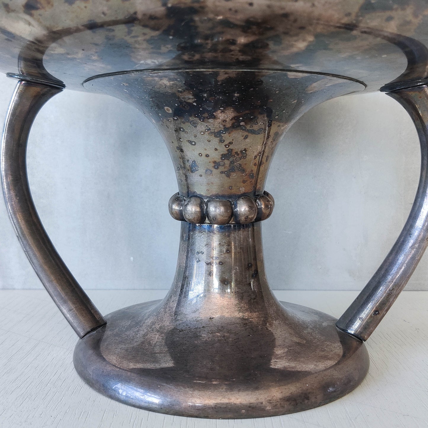 Art Deco style silver plated tazza footed centrepiece bowl
