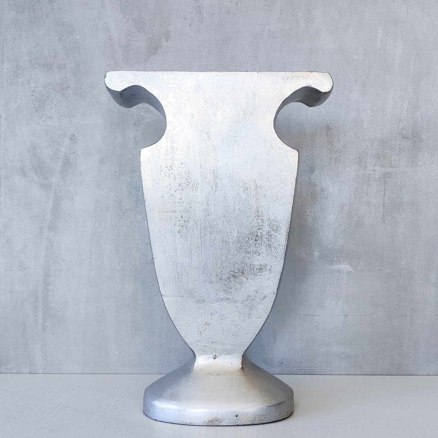 Vintage cast aluminium sculptural urn profile vase