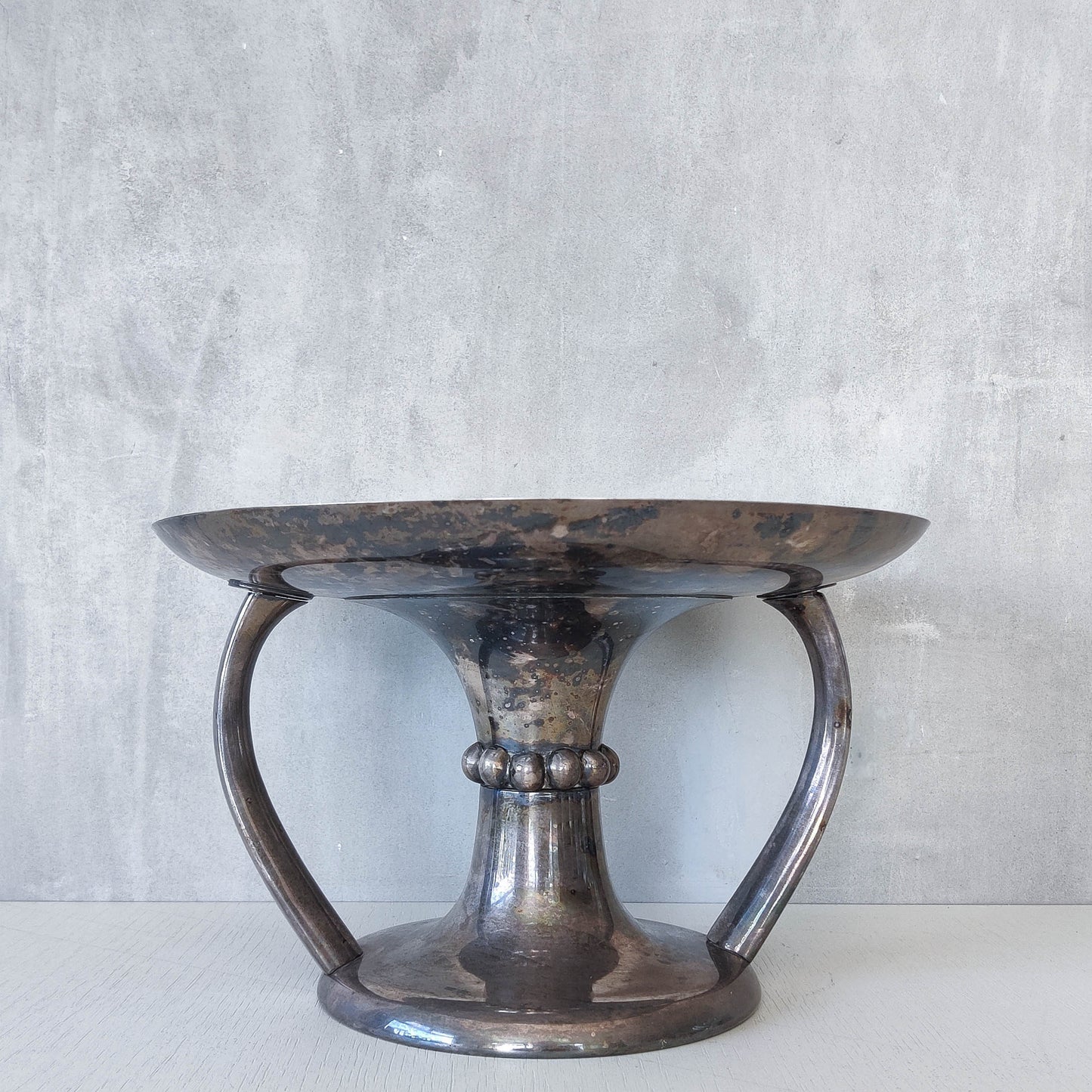 Art Deco style silver plated tazza footed centrepiece bowl