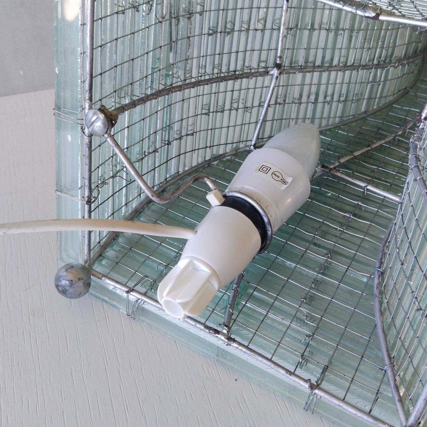 A 1970s stacked glass shard sculptural twisted pyramid lamp