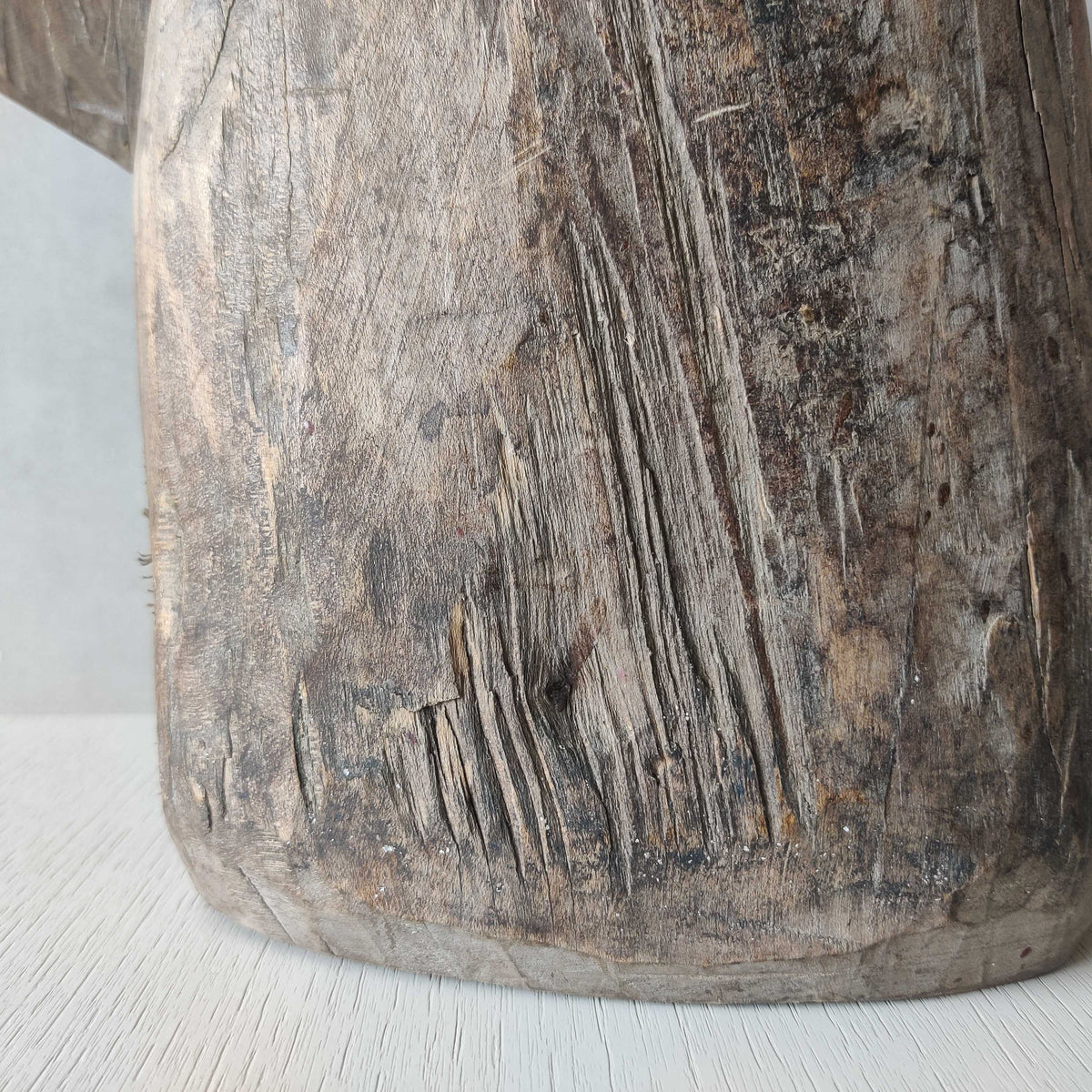 Folk art sculptural heavy hardwood chainsaw cut carved jug 1