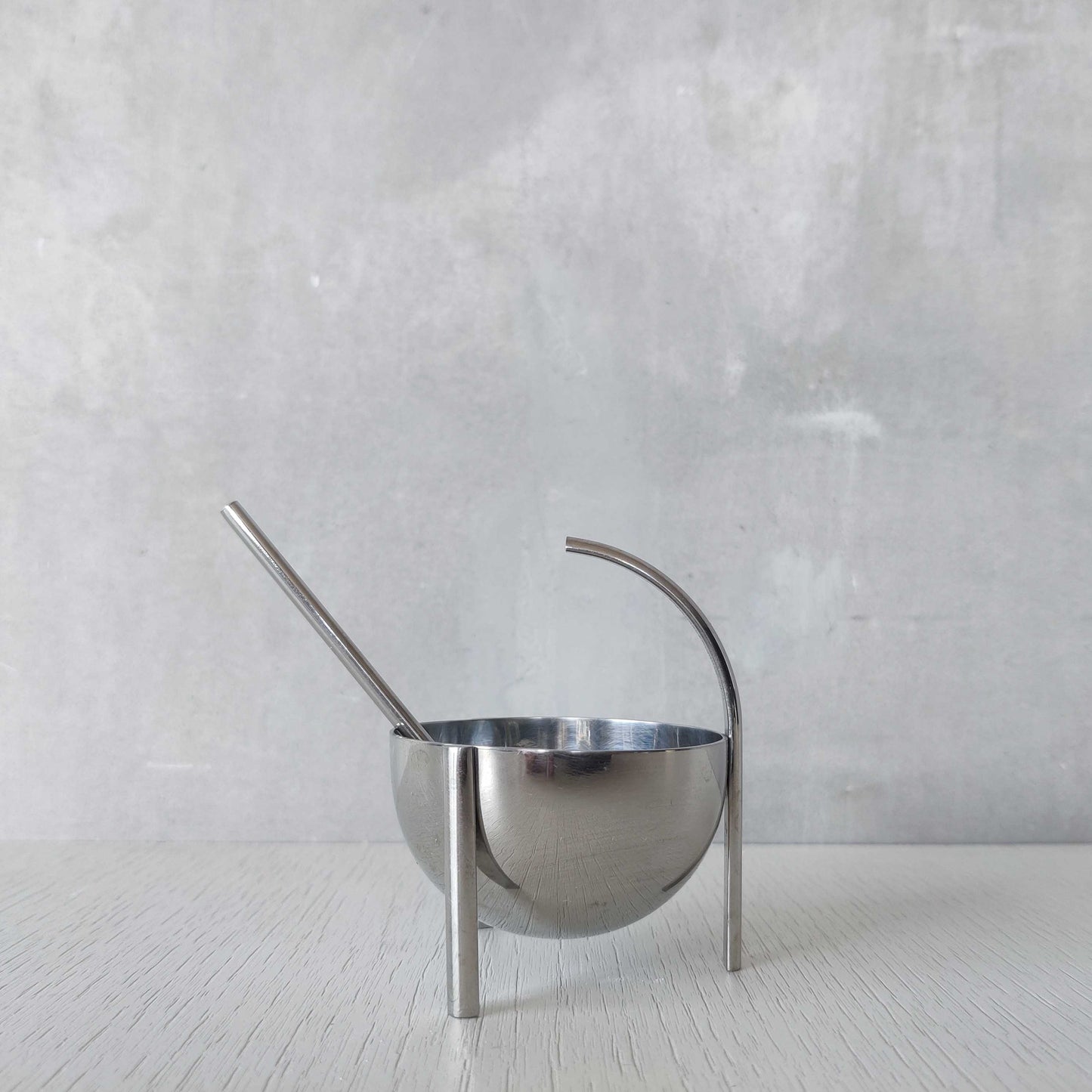 Enzo Mari for Zani & Zani 1980s Opasis salt cellar and spoon Italian modernist