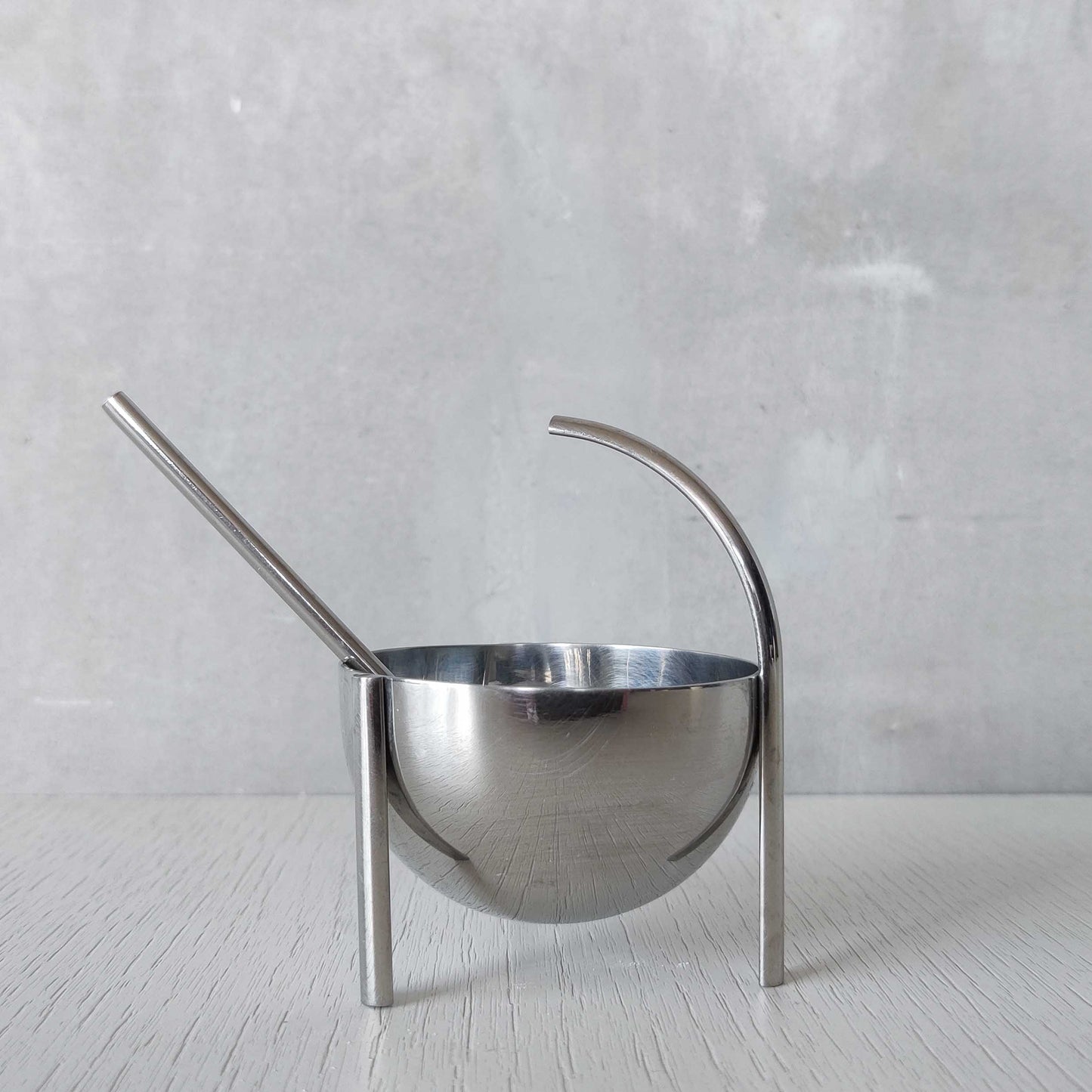 Enzo Mari for Zani & Zani 1980s Opasis salt cellar and spoon Italian modernist