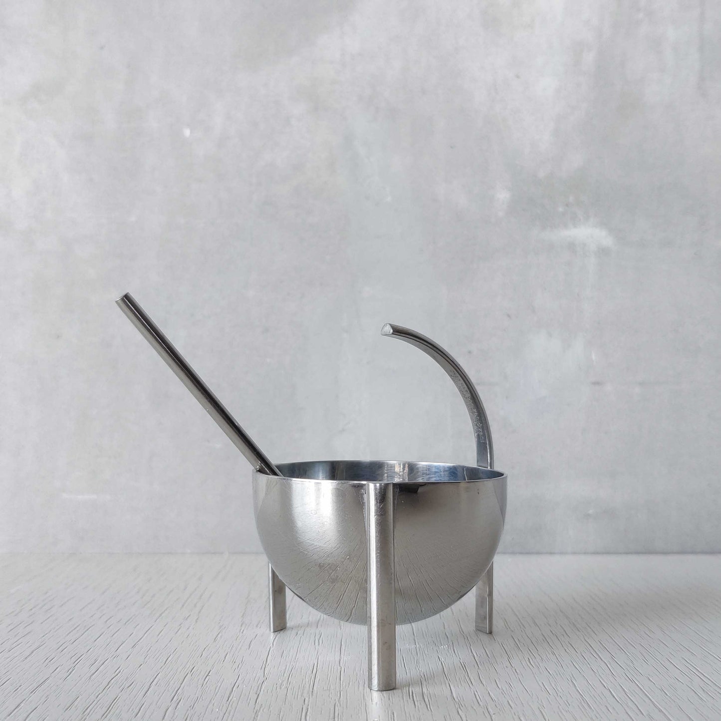Enzo Mari for Zani & Zani 1980s Opasis salt cellar and spoon Italian modernist