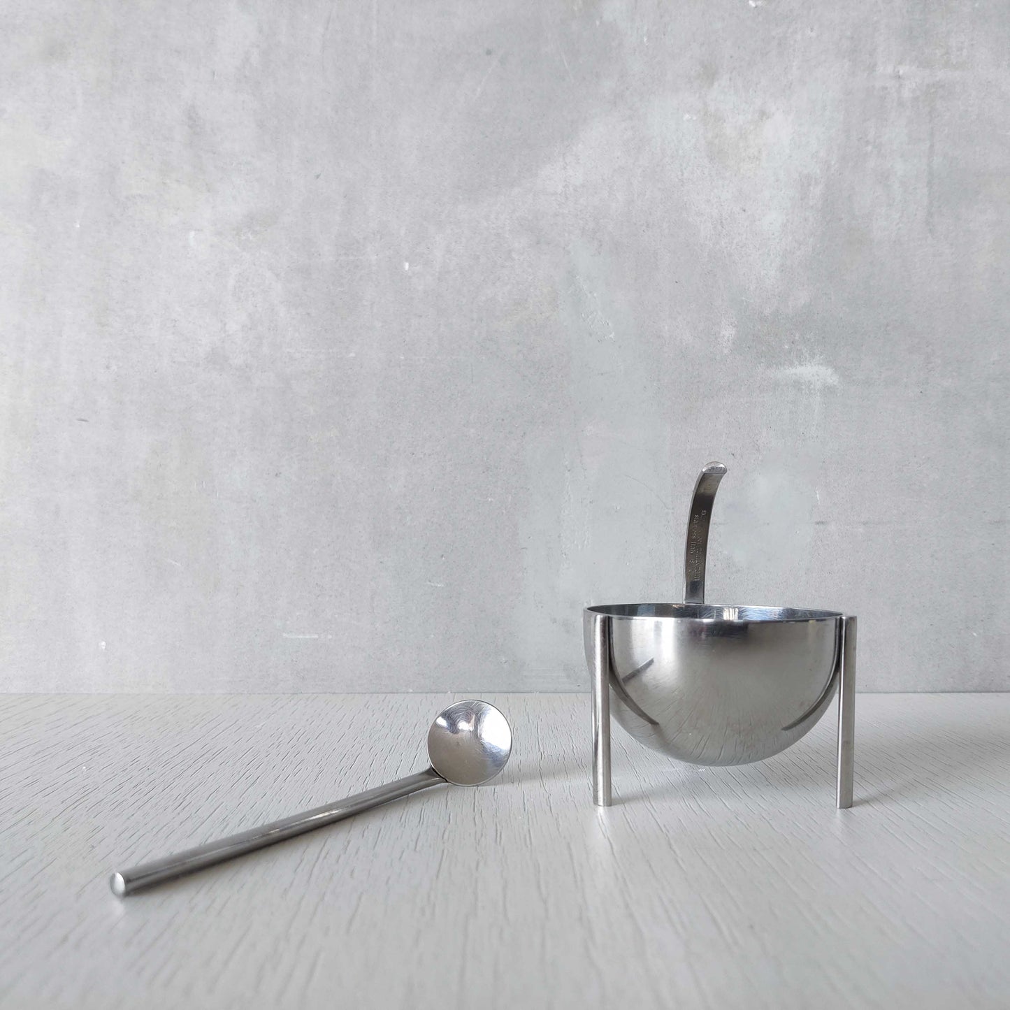 Enzo Mari for Zani & Zani 1980s Opasis salt cellar and spoon Italian modernist