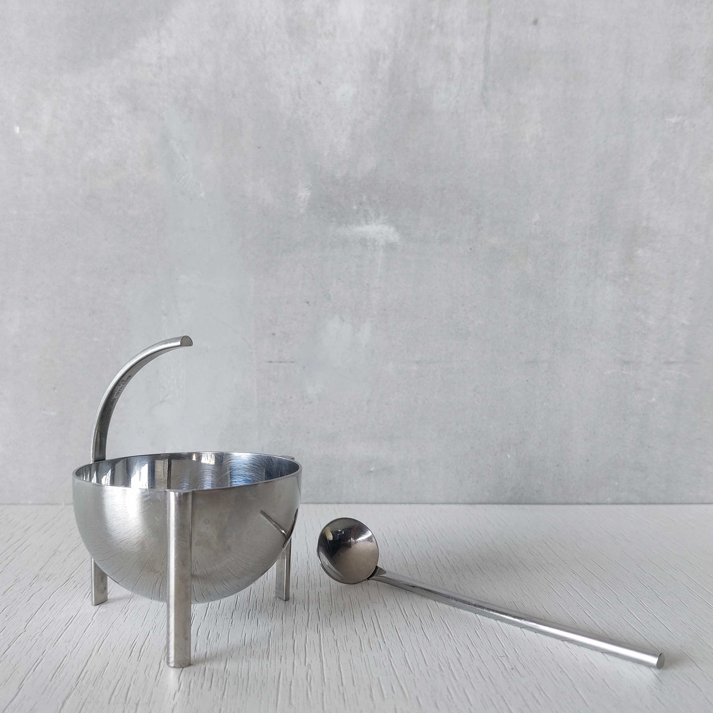 Enzo Mari for Zani & Zani 1980s Opasis salt cellar and spoon Italian modernist