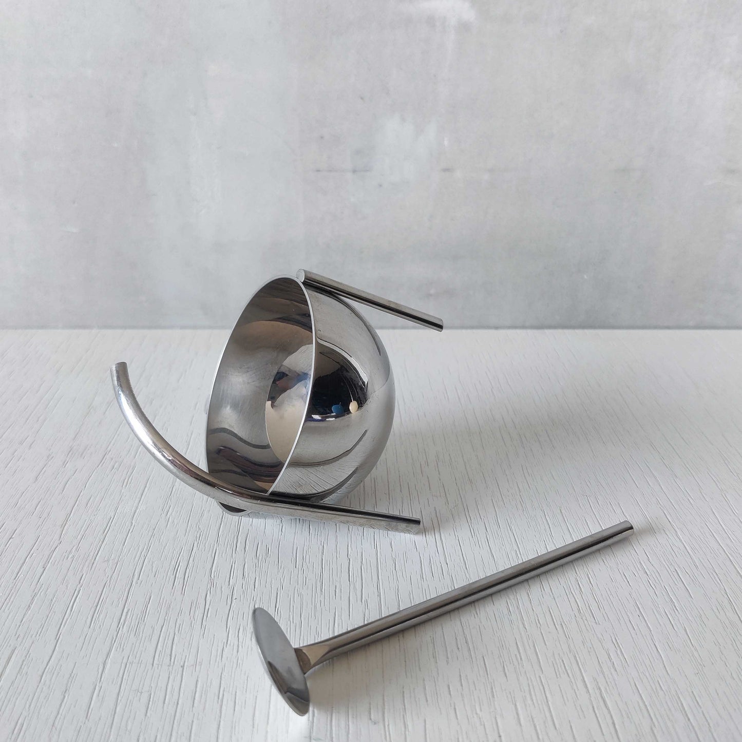 Enzo Mari for Zani & Zani 1980s Opasis salt cellar and spoon Italian modernist