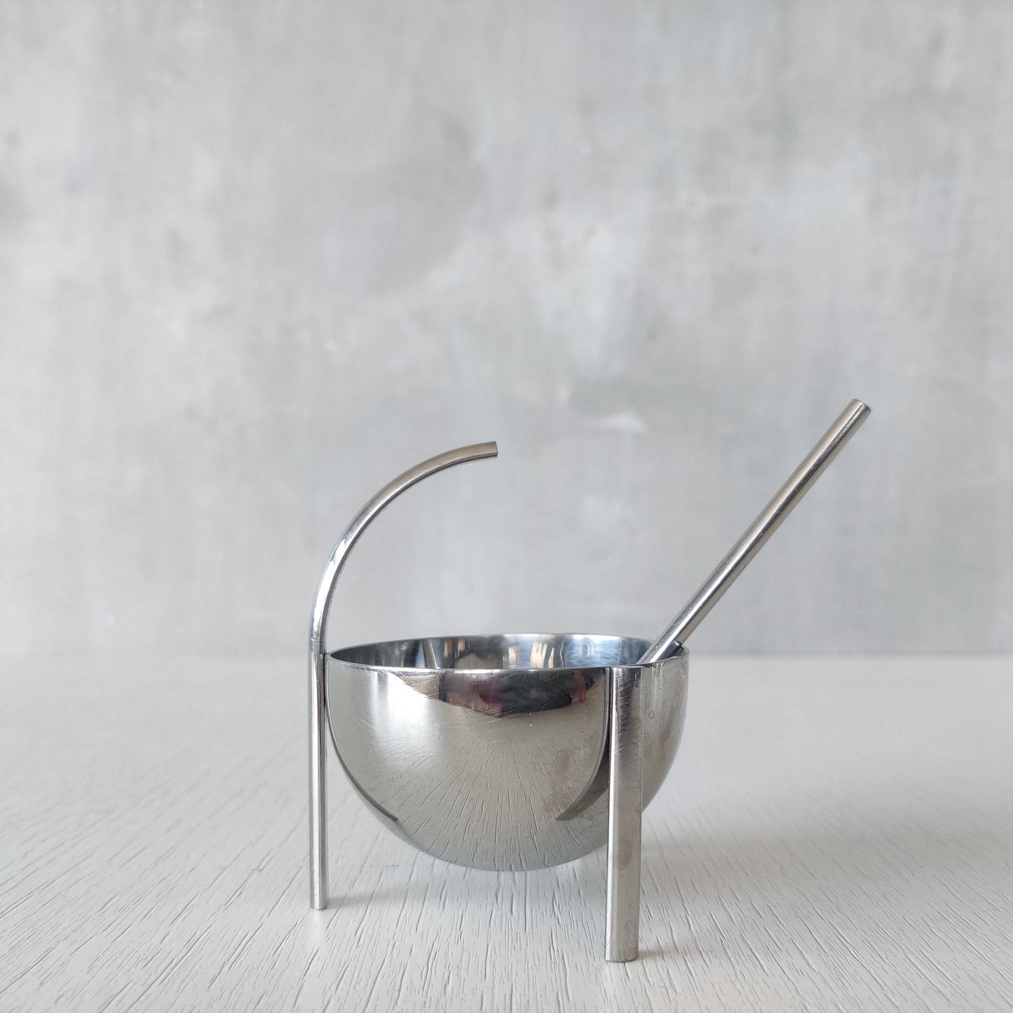 Enzo Mari for Zani & Zani 1980s Opasis salt cellar and spoon Italian modernist