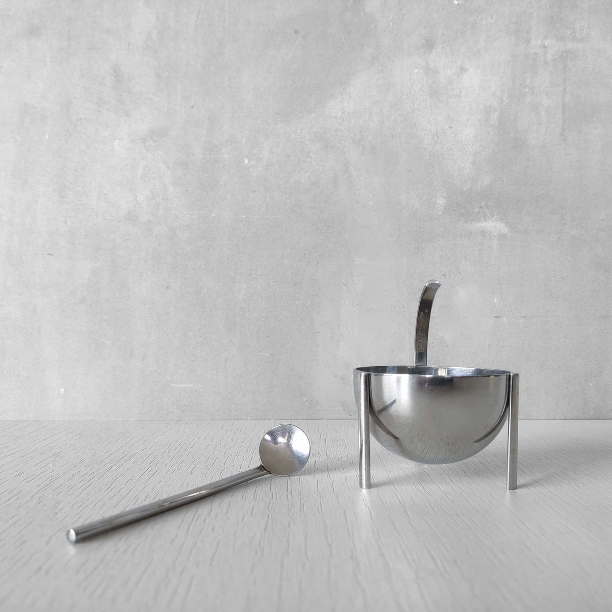 Enzo Mari for Zani & Zani 1980s Opasis salt cellar and spoon