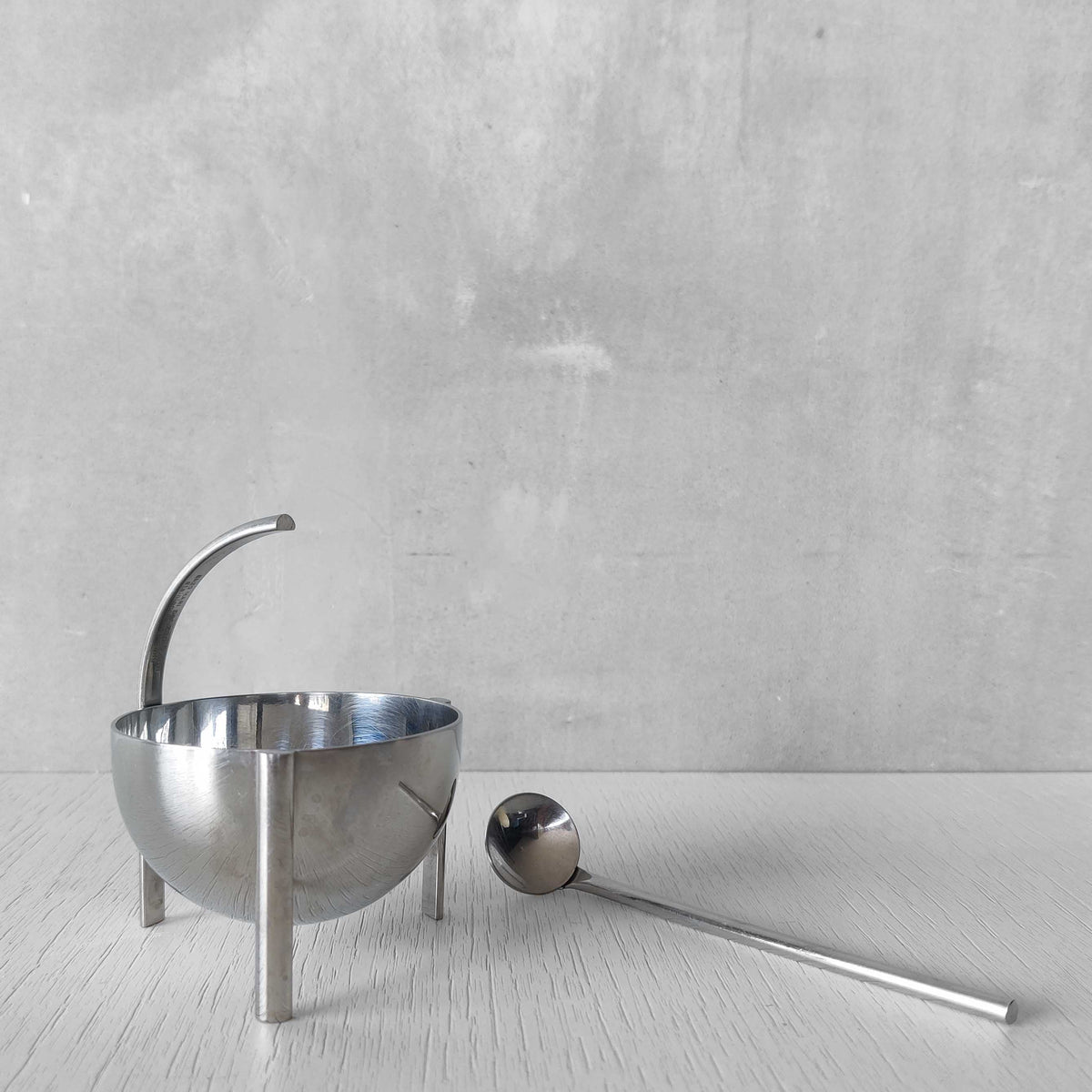 Enzo Mari for Zani & Zani 1980s Opasis salt cellar and spoon