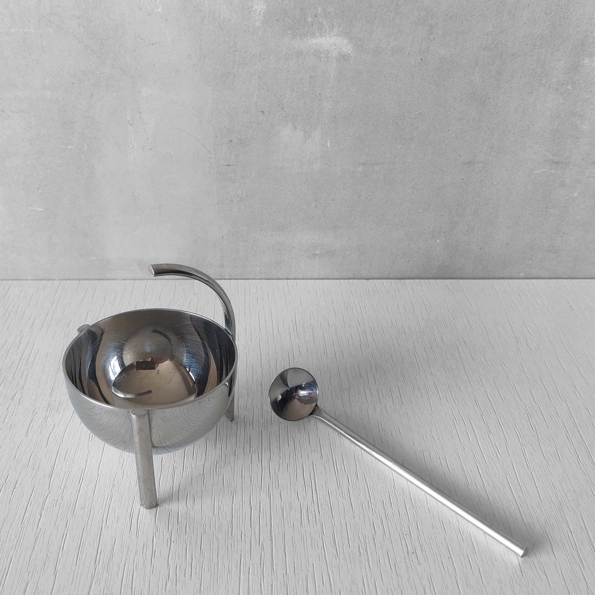 Enzo Mari for Zani & Zani 1980s Opasis salt cellar and spoon