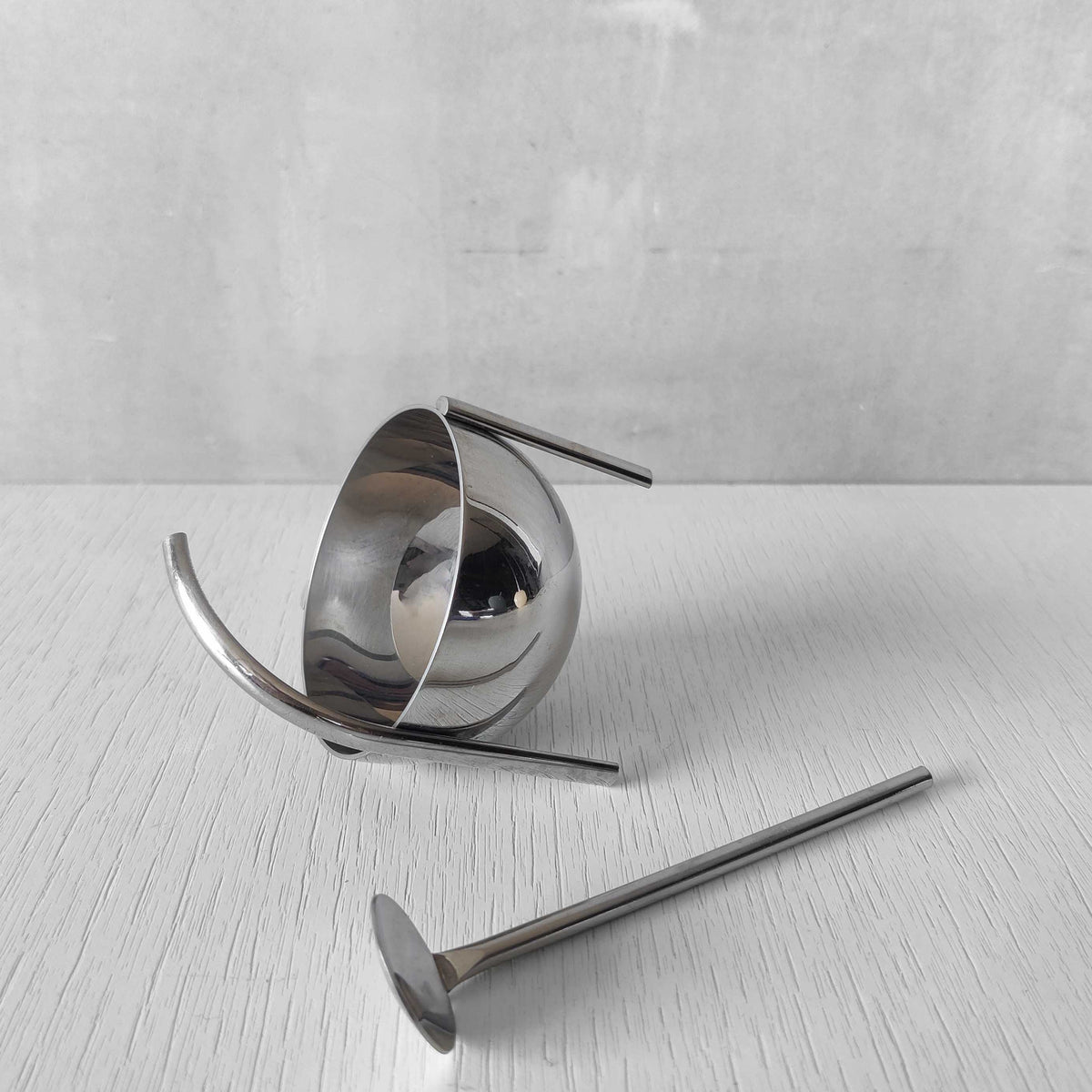 Enzo Mari for Zani & Zani 1980s Opasis salt cellar and spoon