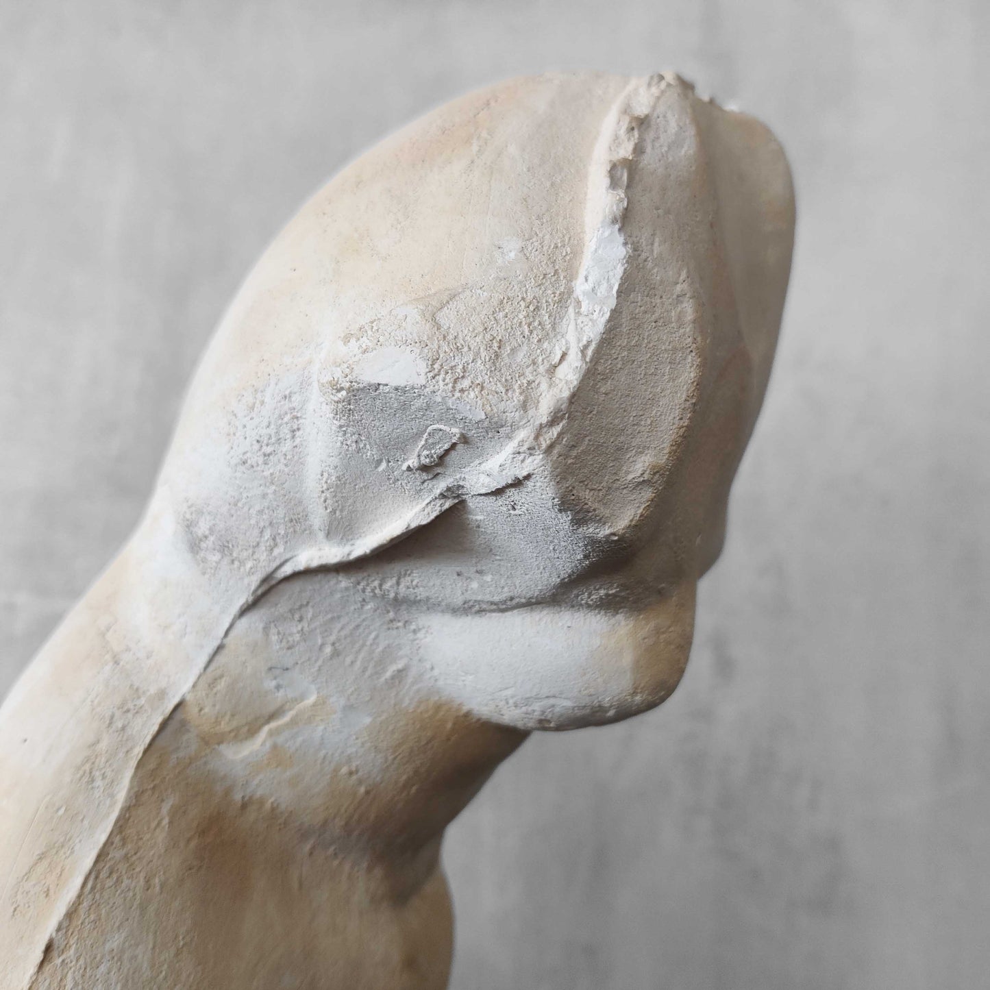 A large vintage studio plaster cast sculpture study of a female torso