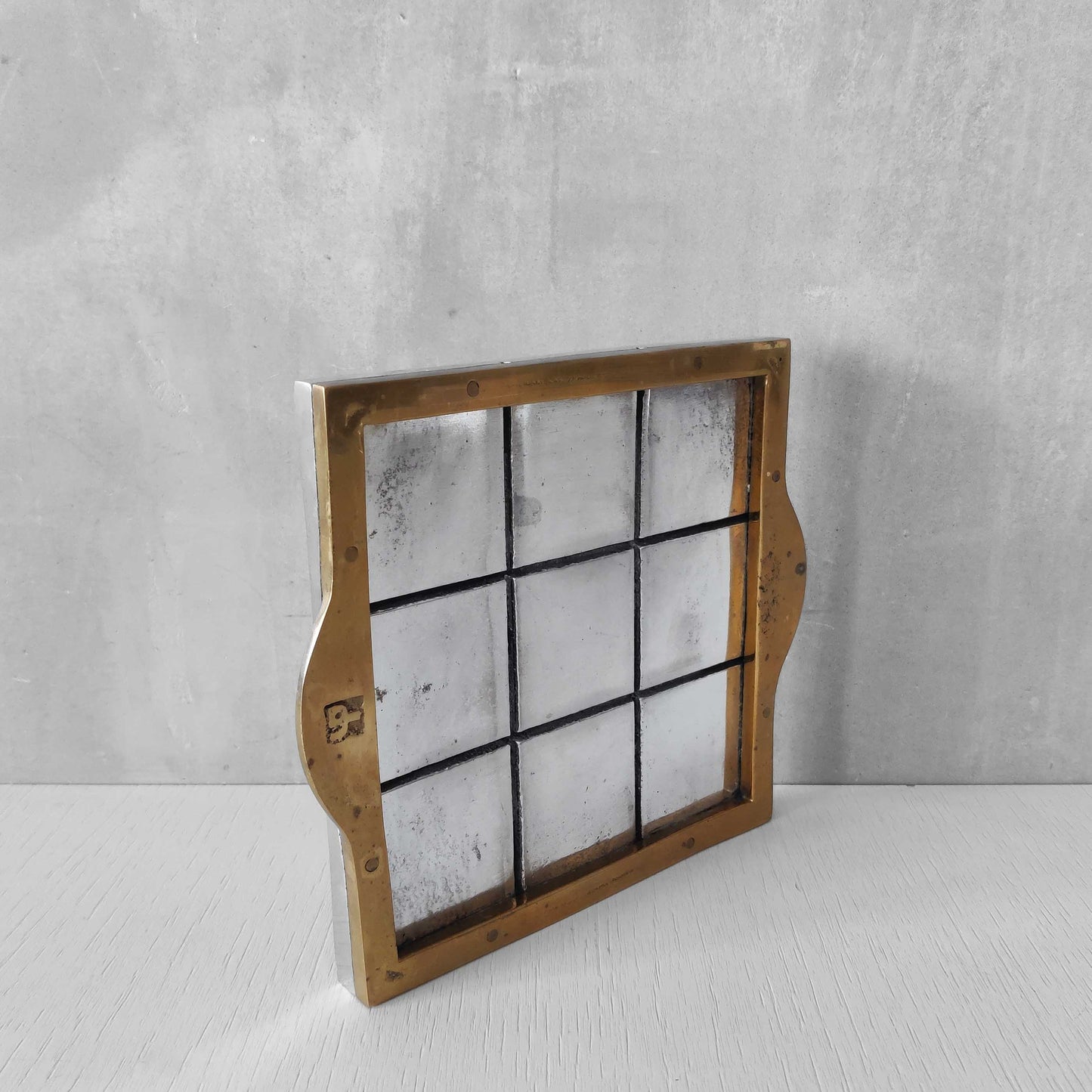 Vintage David Marshall sand cast brass and aluminium small gridded tray