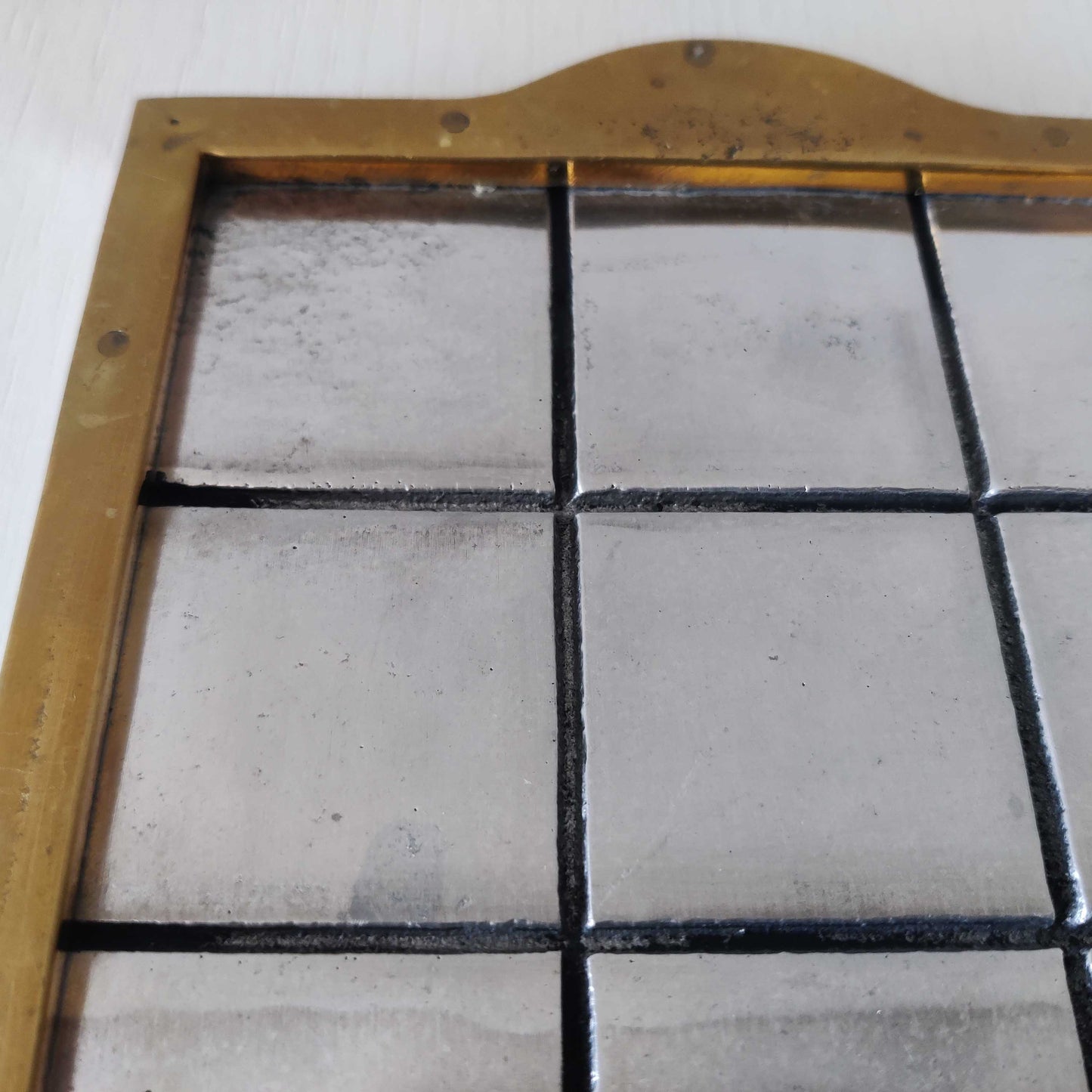 Vintage David Marshall sand cast brass and aluminium small gridded tray