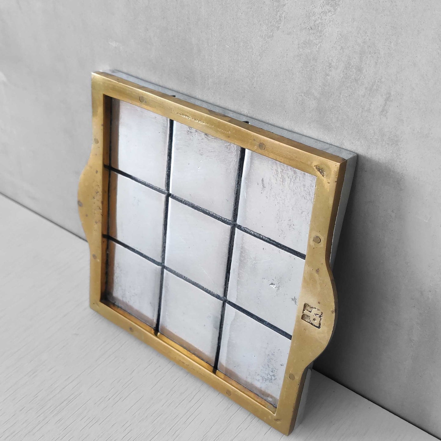 Vintage David Marshall sand cast brass and aluminium small gridded tray