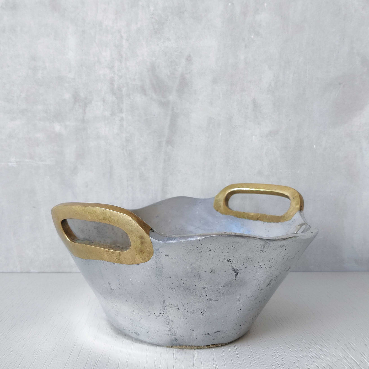 Vintage David Marshall sand cast brass and aluminium brutalist centrepiece bowl