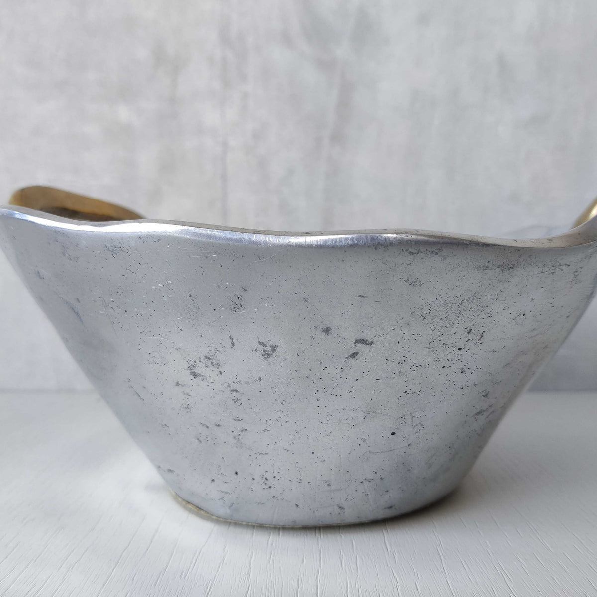 Vintage David Marshall sand cast brass and aluminium brutalist centrepiece bowl