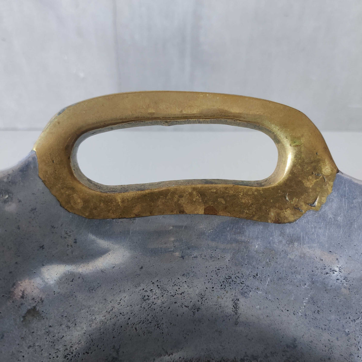 Vintage David Marshall sand cast brass and aluminium brutalist centrepiece bowl