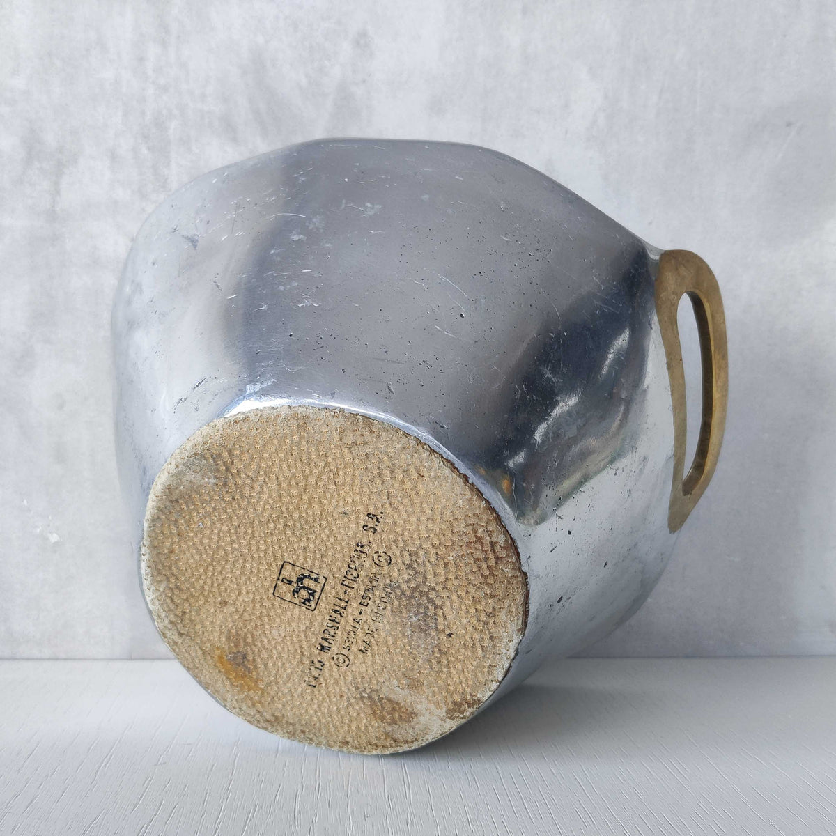Vintage David Marshall sand cast brass and aluminium brutalist centrepiece bowl