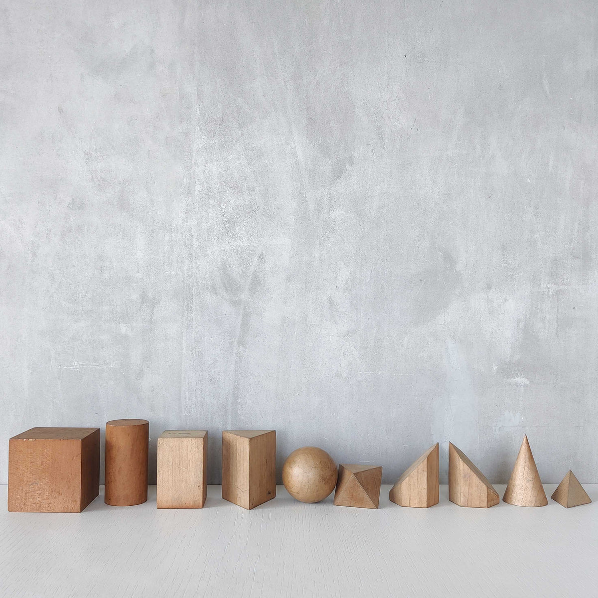 A set of 1920s English art school geometric drawing models