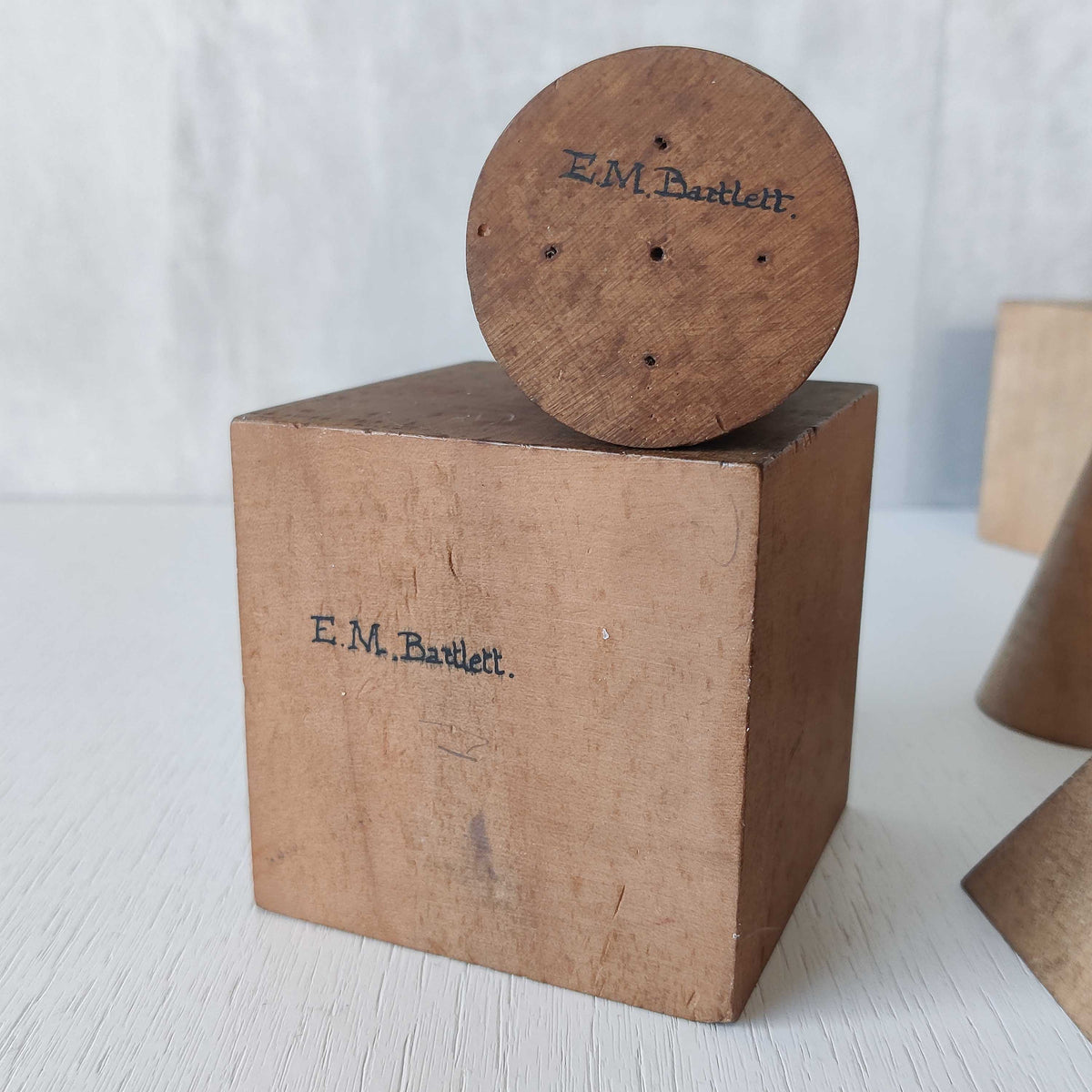 A set of 1920s English art school geometric drawing models
