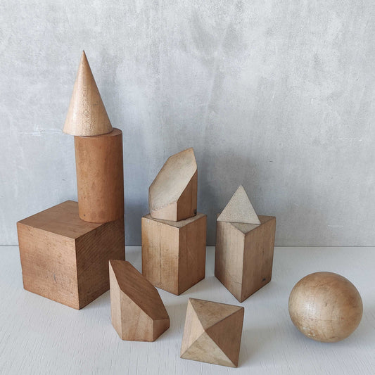 A set of 1920s English art school geometric drawing models