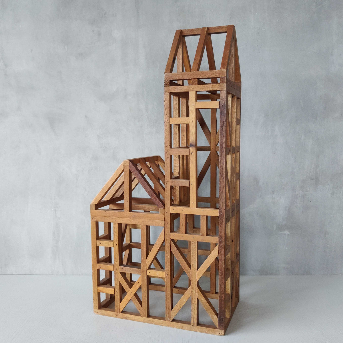 A 20th century handmade hardwood architectural framework model