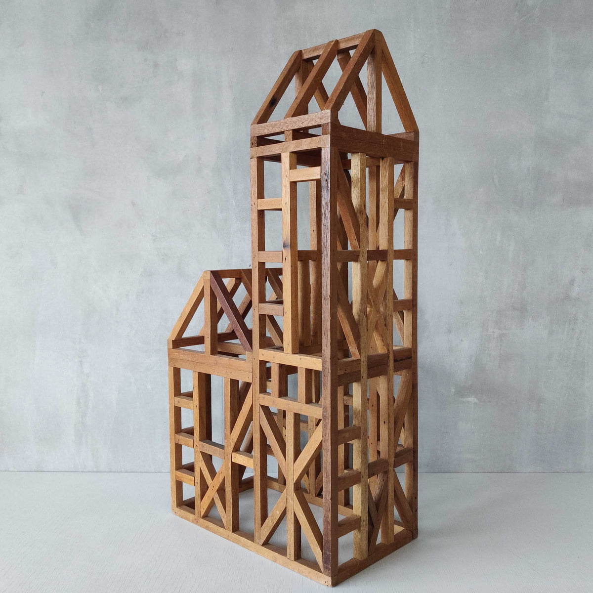 A 20th century handmade hardwood architectural framework model