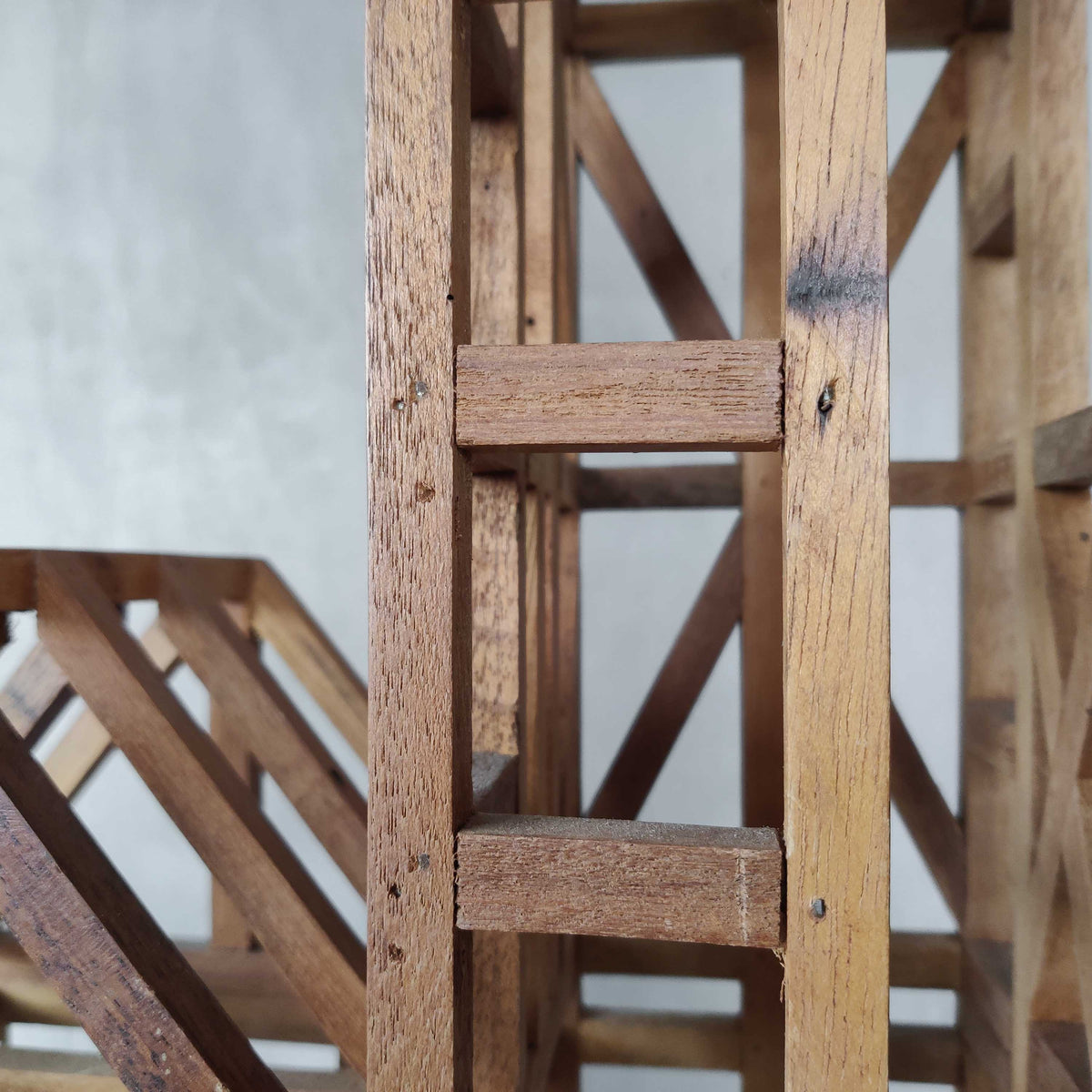 A 20th century handmade hardwood architectural framework model