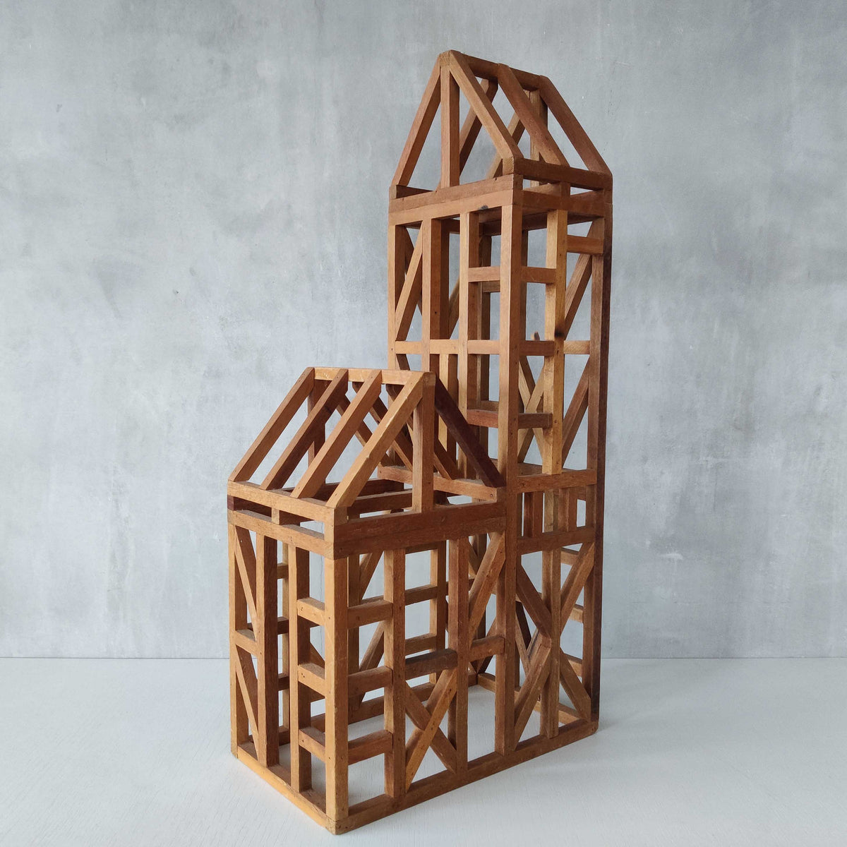 A 20th century handmade hardwood architectural framework model