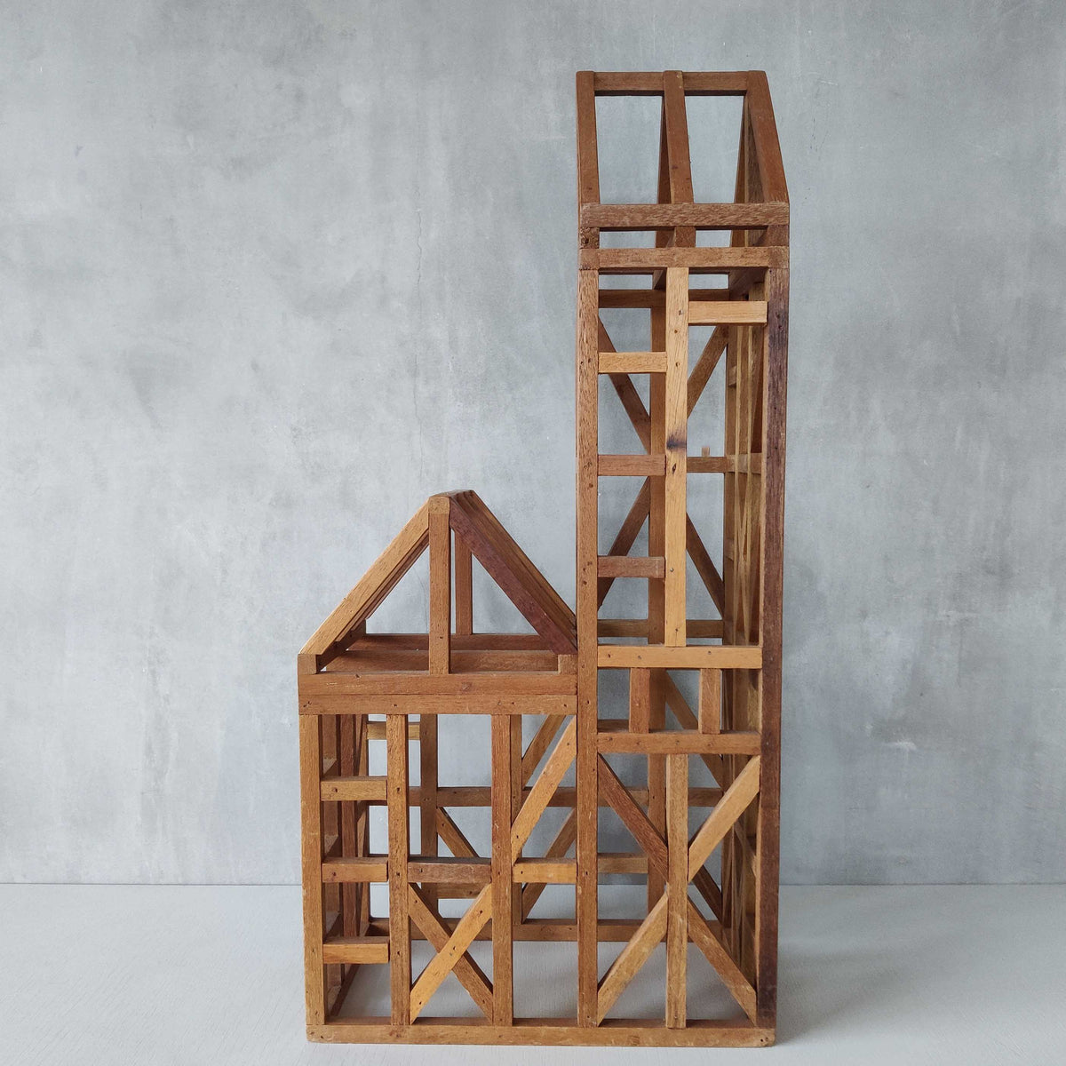 A 20th century handmade hardwood architectural framework model