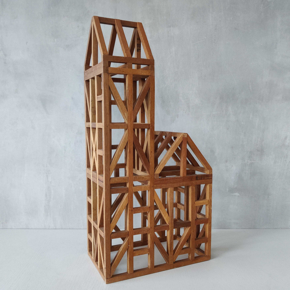 A 20th century handmade hardwood architectural framework model
